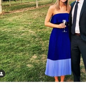 Aidan Mattox Navy Blue Pleated Midi Dress - Size 0